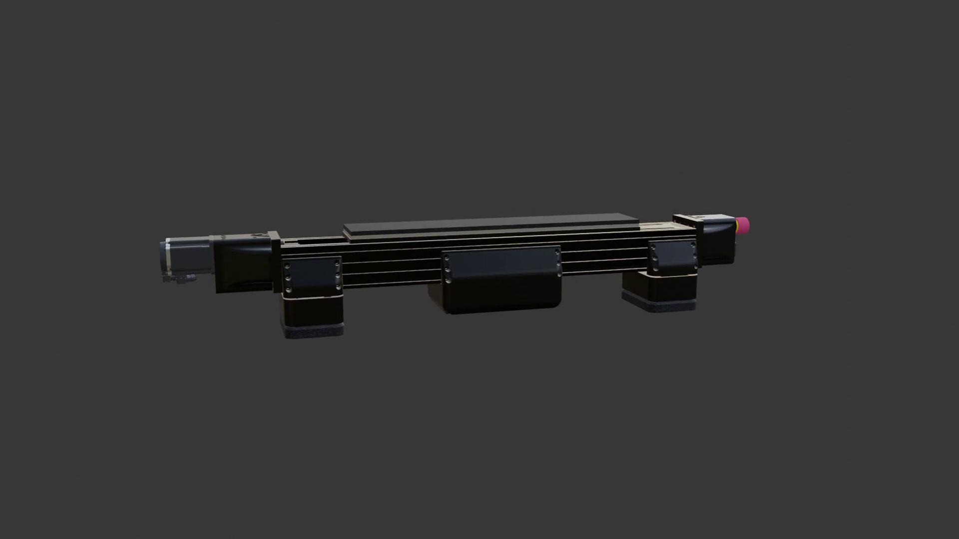 TT750 rear-axle motion system render, rear three-quarter view of the complete system
