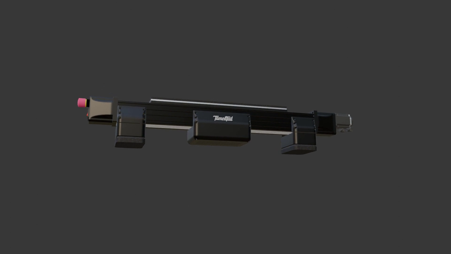 TT750 rear-axle motion system render, front low-angle view of the complete system